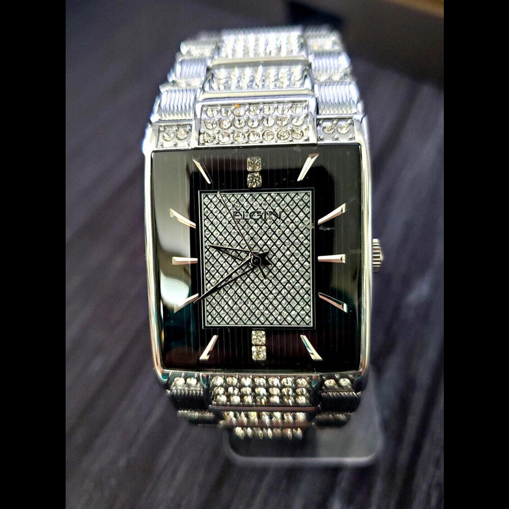 RARE Lord Elgin Gem Paved Tank Watch Plank Diamond‎ Dial - Picture 3 of 11